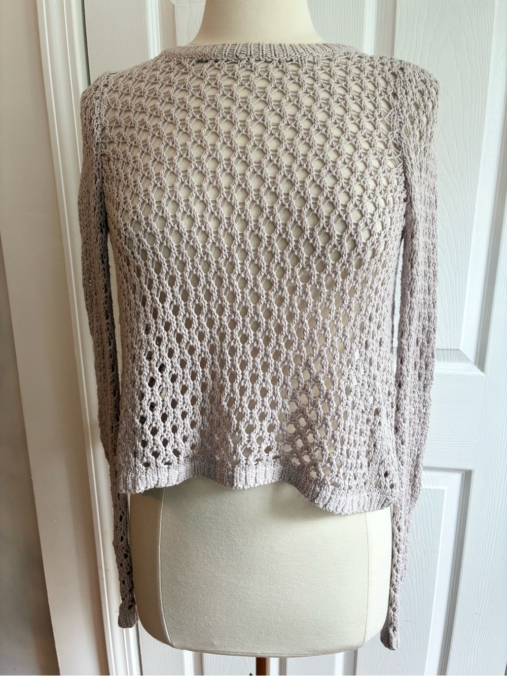 Rebecca Taylor Cross Back Crew Sweater in Moonlight
